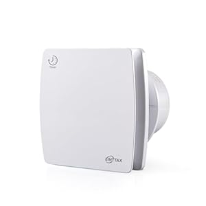 EINTTAX Badlüfter Fan 100mm Durchmesser, Badlüfter mit Nachlauf Wandmontage Lüftung Badezimmer Ventilator, IPX4 Wasserdicht, Leise 34dB, Inkl Schrauben und Dübel, weiß