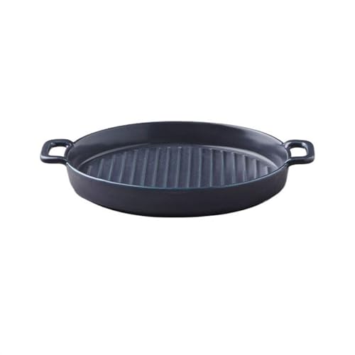 bandeja para hornear Bandeja redonda for hornear, tazón antiadherente de doble oreja for hornear, horno de cerámica for el hogar, microondas, utensilios de cocina for horno bandeja para hornear de cer