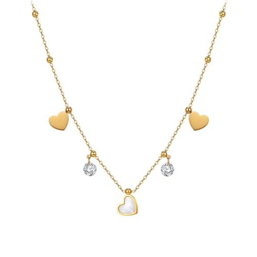 Collier femme cœur exquis acier inoxydable et zircons brillants précieux