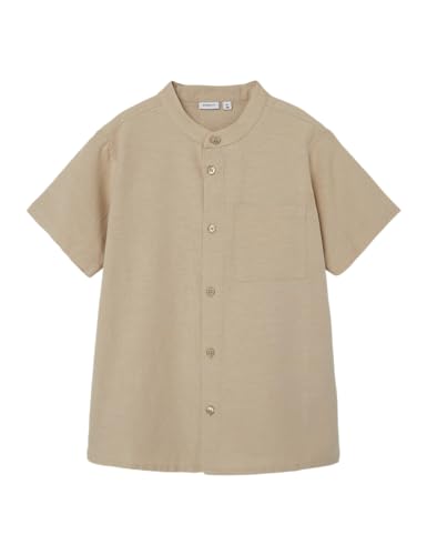 NAME IT Jungen NKMFAHER SS Shirt F NOOS Kurzarmhemd, Humus, 122/128 cm
