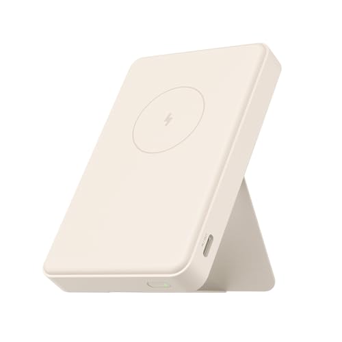 Xiaomi 15 W Magnetic Power Bank - 6000 mAh, Wireless External Battery Compatible with MagSafe for Apple iPhone 16 15 14 13 12 Pro/Pro Max/Plus,Charges 2 Devices Simultaneously,Tan.