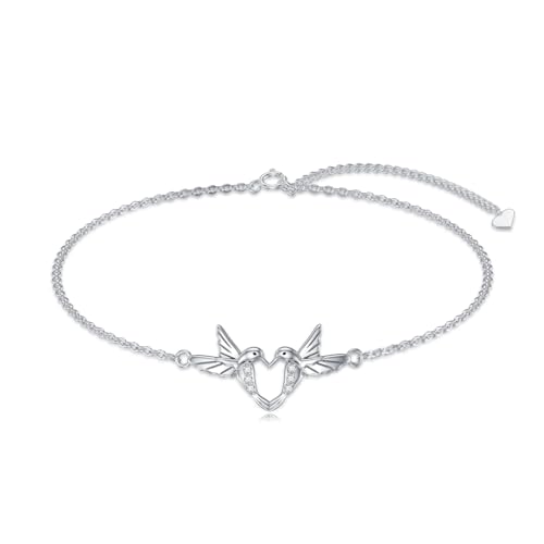 Diamond Hummingbird Bracelet for Women 925 Sterling Silver Hummingbird Bracelets with Lab Grown Diamond Jewelry Gifts for Mom Wife Daughter Girlfriend Sister Friend