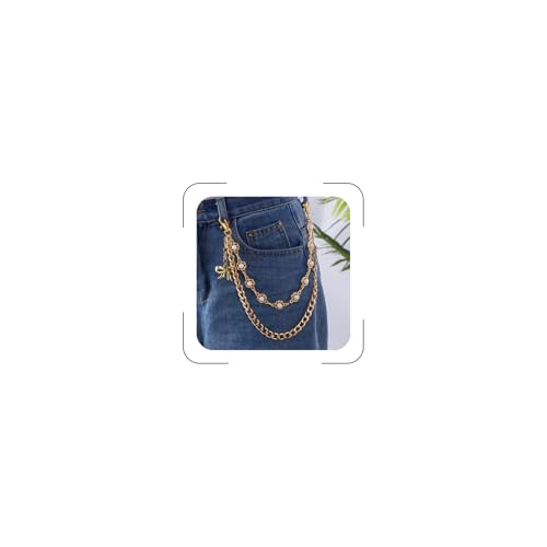 Chain Belts for Women&Men Pocket Wallet Chains Gold Bow Pearl Fashion Pants Chain Y2k Grunge Accessories Halloween Christmas Jewelry Jean Chains Goth Accessories