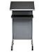 Audio-Visual Direct Wheeled Lectern Podium - Standing Desk with Storage Shelf - Silver/Black - Ideal for Presentations and Laptop Use