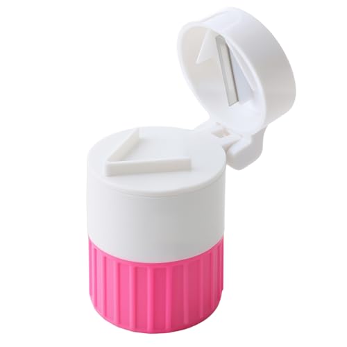 4-in-1 Pill Crusher, Tablet Cutter Splitter Grinder with Storage Box Stainless Steel Grinding Head Portable Cutter for Tablets Small Pills Elderly Kids Pets Travel Home Use Rose Red