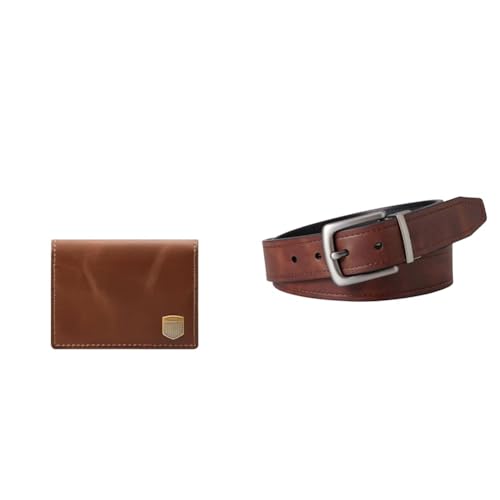 Coffret cadeau FOSSIL homme avec portefeuille marron et ceinture