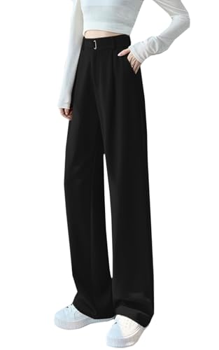SANGTREE Womens Wide Leg Dress Pants High Waisted Long Casual Straight Trousers for Office,X-Small - XX-Large3