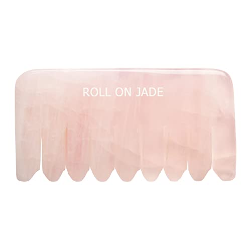 ROLL ON JADE - Peigne Stimulation Cuir Chevelu Quartz Rose brut 100% Naturel - Permet de Masser et Stimuler le Cuir Chevelu - Contribue à la Réduction des Maux de Tête Cover