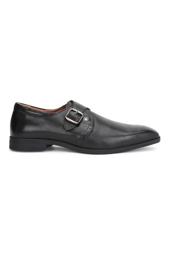 Image of Louis Philippe Men Premium Leather Breathable Lining Material Anti Slip with Heel TPR Sole Formal Monk Shoes