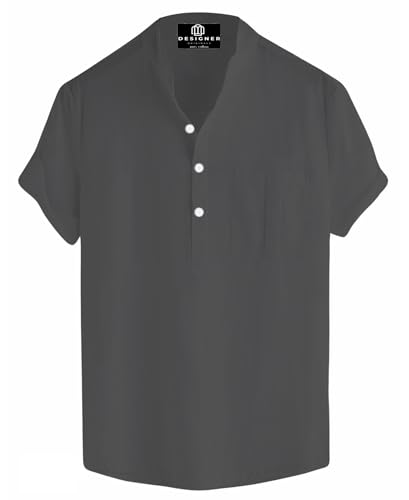 Image of Men's Half Sleeve Pocket Cotton Short Kurta Superfine Mandarin Chinese Collar Premium Short Kurta