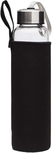 SAOI Crystal Water Bottle - Clear Quartz - Natural Wellness Healing - Glass/Stainless Steel