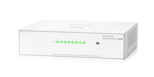 Image of HPE Networking Instant On Switch Series 1430 8-Port Gb Unmanaged Layer 2 Ethernet Switch | 8X 1G | Fan-Less | US Cord (R8R45A#ABA)