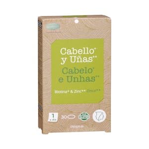Comprimidos cabello y uñas contiene Biotina y Zinc Caja 30 ud. (24 g)