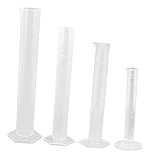 TOYANDONA Probeta para Laboratorios Cilindro de Medición de Plástico 4 Piezas Transparente Graduaciones Claras 10Ml 50Ml 100Ml 250Ml para Experimentos Cocina y Repostería