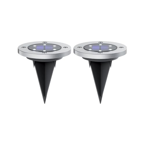 Xanlite, PACK2SPSO4, Lot de 2 Spots Solaires LED Acier et Verre, IP44, 6500K, Autonomie 8H