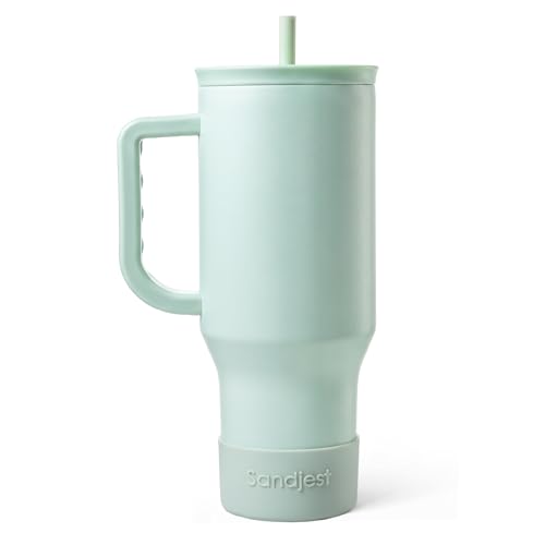 SANDJEST Mint 40oz Tumbler with Handle and Straw, Insulated Stainless Steel Travel Coffee Mug for Women Girls, Gift Idea for Birthday Christmas Mothers Day
