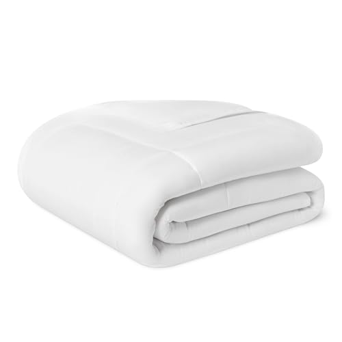 Amazon Basics Couette 4 Saisons 300 GSM pour Lit 1 Personnes - Édredon Hypoallergénique avec Garnissage Alternatif au Duvet, 135 x 200 cm, Blanc