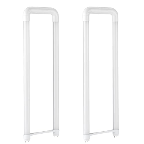 xlzc 2 Pack U Shaped Led Tube Lights, T8 T12, 18W 2400LM, 3500K Warm White, Dual-Ended Powered, Remove Ballast, Replacement U Shaped Fluorescent Bulbs