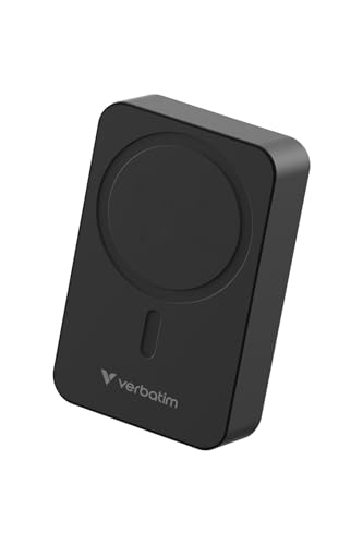 Verbatim Charge 'n' Go Essentials Powerbank MagSafe 20.000 mAh 15W magnetisch, PD 20W Schnellladefunktion mit LED-Anzeige für iPhone 16/15/14/13/12 Pro/Pro Max, inkl. USB-C-auf-USB-C-Kabel, Schwarz