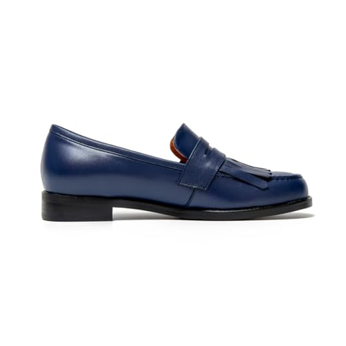 Image of ONEENO Women's Flat Leather Fringe Loafer
