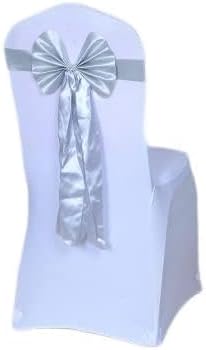 Long Tail Bow Tie Sash Spandex Ribbon Gold/Silver Wedding Chair Knot Decoration Chair Sash A14 (A06)