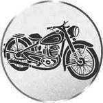 S.B.J - Sportland Pokal/Medaille Emblem, Motiv Oldtimer Motorrad, Durchmesser 50 mm, Silber
