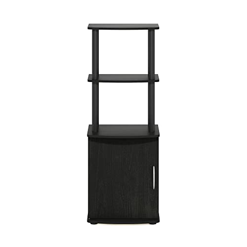 Image of Furinno Turn-N-Tube Tall TV Entertainment Side Table Display Rack with Storage Cabinet, 2-Tier, Blackwood /Black | Storage Shelves, Book Shelf, Bookcase with Door, for Organization, Living Room, Home Office