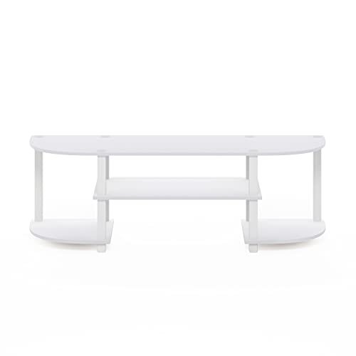 Image of Furinno Turn-S-Tube Wide TV Entertainment Center, White | Toolless Entertainment Center with Open Storage Shelves, Media Console Table with Soundbar Shelf for Living Room, Bedroom