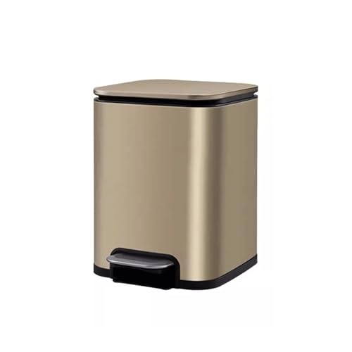 Caneca de basura de acero inoxidable con pedal y tapa, 8L dorado miniatura 1