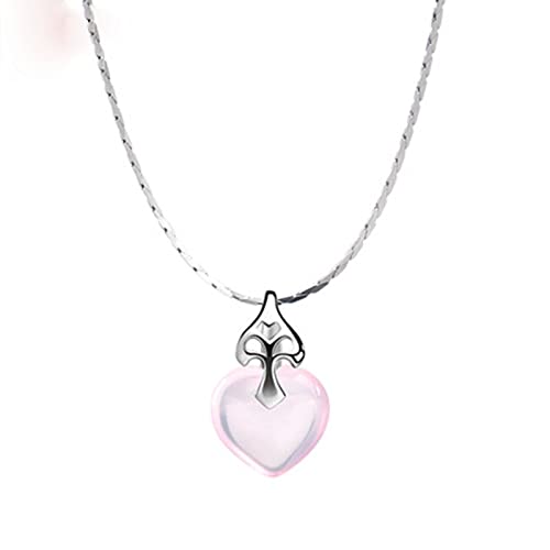 jiaquanwufeng-2022 Collares Damas Temperamento Elegante Collar Rosa Cristal Piedras Preciosas Amor corazón Colgante Elegante Lujo joyería Collar Collares de Mujer (Chain Length : 40cm)