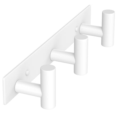 Image of VAEHOLD Hat and Coat Wall Mount Rack - Hooks for Robes, Bags, Keys, and Towels - Bathroom Towel Hanger Organizer (White, inchT inch Shape 3 Hooks 1 Pack)