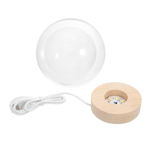 Lámpara de Mesa Bola de Cristal 3D con Base de Madera miniatura 1