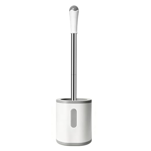Toilet Brush and Holder, Compact Size Toilet Bowl Brush with Stainless Steel Handle, Small Size Plastic Holder Easy to Hide, Space Saving for Storage, Drip-Proof, Easy to Assemble, Deep Cleaning