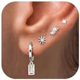 Florideco Gold Earrings for Women Trendy Flat Back Earrings Hypoallergenic 14K Gold Plated Earring Stacks for Helix Cartilage Piercing Jewelry Cz Opal Butterfly Flatback Earring