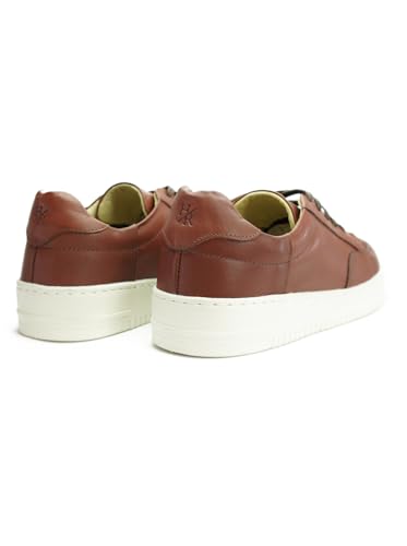 Tenis Masculino de Couro Legitimo Sneaker Sapatenis Casual Branco Preto e Pinhao Palmilha de GEL Per