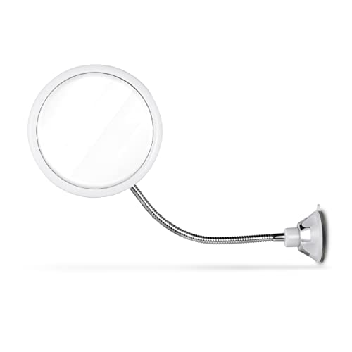 Mirrorvana Espejo de ducha redondo flexible sin niebla para afeitarse con cuello de cisne ajustable en altura, giro de 360° y succión mejorada, superficie inastillable de 6.7 pulgadas Cover