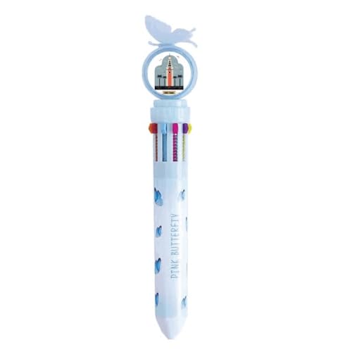 Stylo à bille multicolore rétractable au motif rétro Horloge Tour Art Déco unique