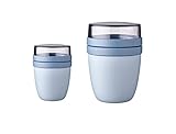 mepal - contenitore per il pranzo ellipse confezione duo - pratica tazza per muesli, tazza per yogurt, tazza da asporto - adatto per congelatore, microonde e lavastoviglie - 300 e 500 ml - nordic blue