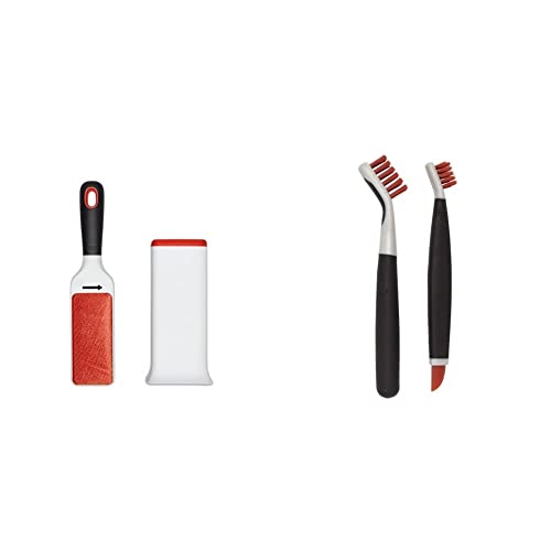 OXO Good Grips FurLifter Garment Brush for Removing Pet Hair from Clothing, Red, White & Good Grips Deep Clean Brush Set