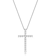 1/4 to 1 Carat Lab Grown Diamond Cross Pendant Necklace for Women in 10k White Gold on 18 Inch Ch...