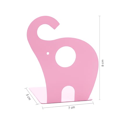 Image of oddpod Elephant Metal Bookends for Office Decor /Book Shelf /Living Room /Home Decor 1352 8.5 inch - Pink