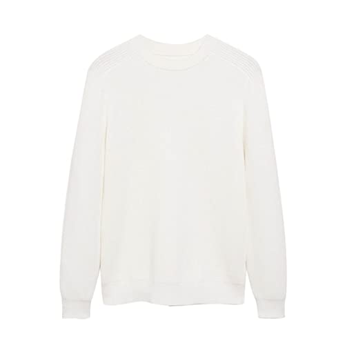 (Wool) Sweater Men's Fisherman Irish Rib Crew Neck Sweater Autumn Winte Men Sweaters Streetwear Sweater(White,4XL)