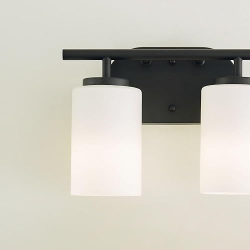 Image of Generation Lighting 2-Light Oslo Bath Fixture Wall Lamp Midnight Black 41161-112, Bathroom Light Fixture for Home Decor, Vanity Light Fixture Uses A19 Standard or LED Light Bulbs