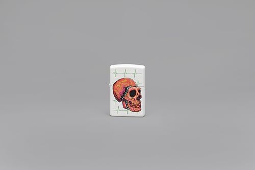 Image of Zippo Cyber Skull Windproof Lighter - Futuristic Bionic Skull Design, Color Image on Black Matte, Refillable, (BIS Certifed)