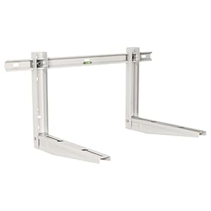 Support universel pour climatiseur Split | Bratek® | galvanisé blanc avec niveau | débit 150 kg | Supports réglables pour climatiseurs d'extérieur
