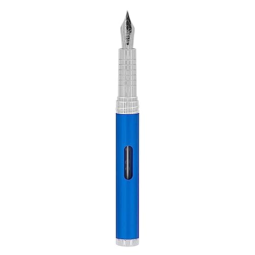 DIPLOMAT NEXUS Füllhalter Edelstahlfeder mit Tintenglas blau/Federstärken: M/Füllfederhalter/Handgefertigt/mit Geschenkbox/Füllhalter Füller Fountain Pen/Farbe: Blau/Chrom, 1 Stück (1er Pack)