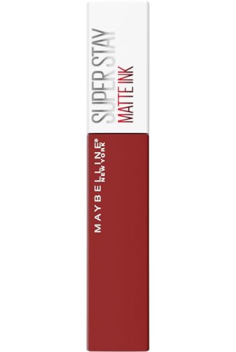 Maybelline New York Barra de labios líquida con acabado mate, 16h de fijación sin manchar Fórmula vegana, Super Stay Matte Ink Spiced Up, n.º 335 Hustler (rojo), 5 ml