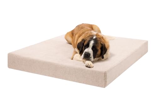 Image of Barker Beds Giant Orthopedic Dog Bed - 7 inch Memory Foam Mattress - 100-300 lbs - Joint Pain & Arthritis Support - Washable Cover - 60 inchx48 inchx7 inch - Driftwood Linen