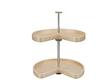 Lazy Daisy Banded Wood Kidney-Shaped 2-Shelf Lazy Susan Shelf for Corner Base Cabinets