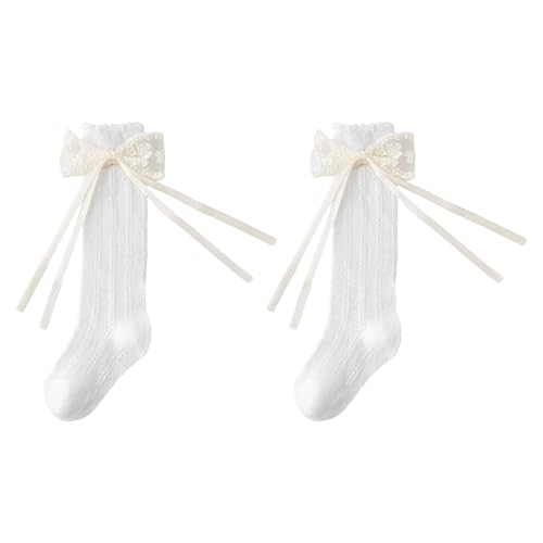 YUNGLOO - Calcetines elásticos hasta la rodilla para bebés de 0 a 5T - Calcetines ligeros de tubo largo para bebés, beige, XS